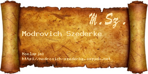 Modrovich Szederke névjegykártya